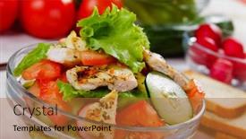  Presentation with grilled chicken - Cool new theme with salad with grilled chicken tomato radish lettuce and cucumber backdrop and a red colored foreground