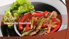  Presentation with green plate - Colorful slide deck enhanced with salad-with-grilled-pork-green backdrop and a tawny brown colored foreground