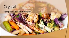  Presentation with tiger - Slide deck having salad with grilled tiger prawns background and a coral colored foreground