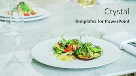  Presentation with hydroponics vegetables hydroponic vegetable - Beautiful presentation theme featuring salad-with-grilled-vegetables backdrop and a sky blue colored foreground