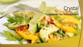  Presentation with mango - Audience pleasing presentation theme consisting of salad with mango avocado arugula and walnuts backdrop and a yellow colored foreground
