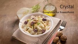  Presentation with cheese plate parmesan cheddar gouda - Cool new PPT theme with salad with parmesan cheese flak backdrop and a coral colored foreground