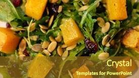  Presentation with seed oil - Amazing PPT theme having salad with pumpkin pumpkin seeds backdrop and a  colored foreground