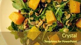  Presentation with pumpkin seeds - PPT theme featuring salad with pumpkin pumpkin seeds background and a  colored foreground