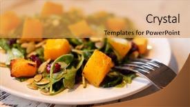  Presentation with seed oil - Slide deck enhanced with salad with pumpkin pumpkin seeds background and a  colored foreground