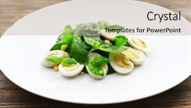  Presentation with quail - Audience pleasing presentation theme consisting of salad with quail egg backdrop and a  colored foreground