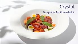  Presentation with roast beef - Slide set with salad-with-roast-beef-vegetables background and a sky blue colored foreground