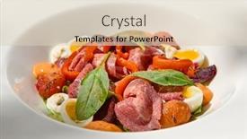  Presentation with roast beef - PPT theme enhanced with salad-with-roast-beef-vegetables background and a lemonade colored foreground