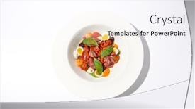  Presentation with roast beef - Slide set having salad-with-roast-beef-vegetables background and a sky blue colored foreground