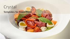  Presentation with modern food - Slide deck consisting of salad-with-roast-beef-vegetables background and a  colored foreground