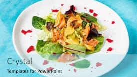  Presentation with salmon - Slide set consisting of salad-with-salmon-and-mangold background and a arctic colored foreground