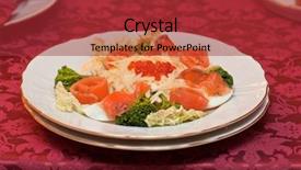  Presentation with caviar - Cool new slide deck with salad with salmon with red caviar and cheese backdrop and a red colored foreground