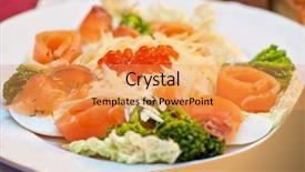  Presentation with caviar - Amazing PPT theme having salad with salmon with red caviar and cheese backdrop and a yellow colored foreground