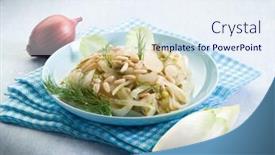  Presentation with pine - Audience pleasing theme consisting of salad-with-sauteed-endive-onions backdrop and a sky blue colored foreground