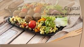  Presentation with salad - Colorful presentation theme enhanced with salad-with-semolina-falafels-pickled backdrop and a coral colored foreground