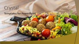  Presentation with salad - Presentation theme having salad-with-semolina-falafels-pickled background and a coral colored foreground