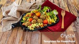 Presentation with salad - Presentation theme featuring salad-with-semolina-falafels-pickled background and a coral colored foreground