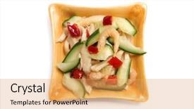  Presentation with cucumbers cultivation - Theme having salad with shrimps and cucumber background and a yellow colored foreground