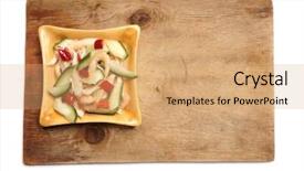  Presentation with cucumbers cultivation - Audience pleasing PPT layouts consisting of salad with shrimps and cucumber backdrop and a coral colored foreground
