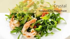  Presentation with salad - Slide set featuring salad-with-shrimps-rocket-salad background and a yellow colored foreground