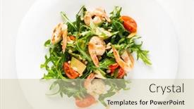  Presentation with salad - Theme with salad-with-shrimps-rocket-salad background and a soft green colored foreground