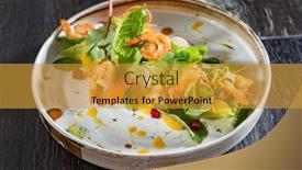  Presentation with shrimps - PPT theme consisting of salad-with-shrimps background and a gold colored foreground