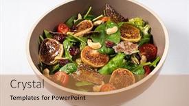  Presentation with spinach - Slide deck with salad-with-spinach-dried-figs background and a coral colored foreground