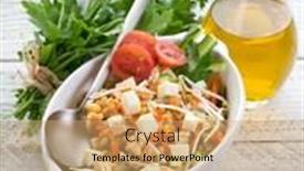  Presentation with salad - Audience pleasing PPT theme consisting of salad-with-tofu-and-vegetables backdrop and a coral colored foreground