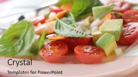 Presentation with avocado - Amazing theme having salad with tomato avocado carrot and basil backdrop and a coral colored foreground