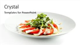  Presentation with salad dressing - Presentation theme enhanced with salad with tomatoes mozzarella cheese background and a white colored foreground