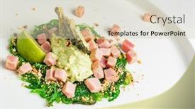  Presentation with tuna - Presentation theme consisting of salad-with-tuna-and-chuka background and a soft green colored foreground