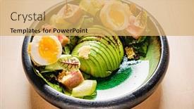  Presentation with tuna - Presentation theme enhanced with salad-with-tuna-steak background and a yellow colored foreground