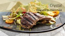  Presentation with main course - Slide deck having salad-with-veal-and-kumquat background and a yellow colored foreground