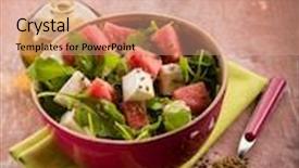  Presentation with feta cheese - Cool new slides with salad with water-melon arugula feta cheese and fennel seed backdrop and a coral colored foreground