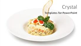  Presentation with mayonnaise - Theme enhanced with salade-olivier-decorated-with-red background and a white colored foreground