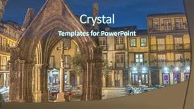  Presentation with dusk - Slide deck having salado at the dusk guimaraes background and a ocean colored foreground