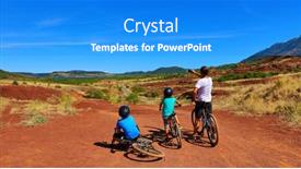  Presentation with france - Slide set with salagou-lake-in-france-family background and a cobalt blue colored foreground