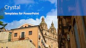  Presentation with church - Presentation theme having salamanca-clerecia-church-in-spain background and a teal colored foreground
