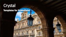  Presentation with action plan way forward text - PPT layouts enhanced with salamanca plaza mayor in spain background and a black colored foreground