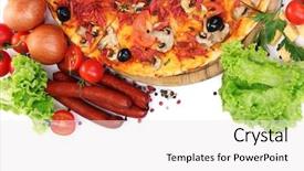 Presentation with pizza - Amazing PPT layouts having salami isolated on white backdrop and a  colored foreground