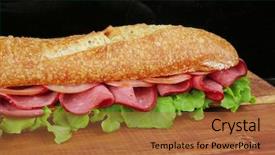  Presentation with morfology of chicken - Slides enhanced with salami salad - french long baguette with smoked background and a red colored foreground