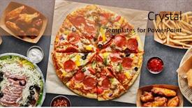  Presentation with food chicken - Colorful slide set enhanced with salami salad - large table of assorted take backdrop and a coral colored foreground