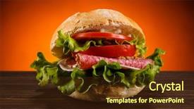  Presentation with sandwich all plates - Slides consisting of salami salad - sandwich with salami background and a  colored foreground