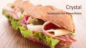  Presentation with sandwich - Slide set consisting of salami salad - sandwich background and a lemonade colored foreground