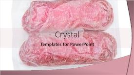  Presentation with plastic packaging - Audience pleasing slide set consisting of salami-sausage-slices-in-vacuum backdrop and a coral colored foreground