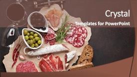  Presentation with bacon - Slide set enhanced with salami sliced ham sausage prosciutto background and a violet colored foreground