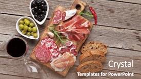  Presentation with bacon - Colorful PPT layouts enhanced with salami sliced ham sausage prosciutto backdrop and a coral colored foreground