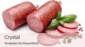  Presentation with chemistry leaves green leaf - Presentation design featuring salami smoked sausage basil leaves background and a lemonade colored foreground