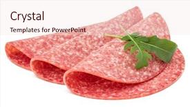  Presentation with pink and blue acrylic smoke white - PPT theme enhanced with salami smoked sausage slices isolated background and a  colored foreground