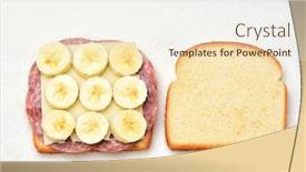  Presentation with white cheese - PPT theme with salami-swiss-cheese-and-banana background and a sky blue colored foreground